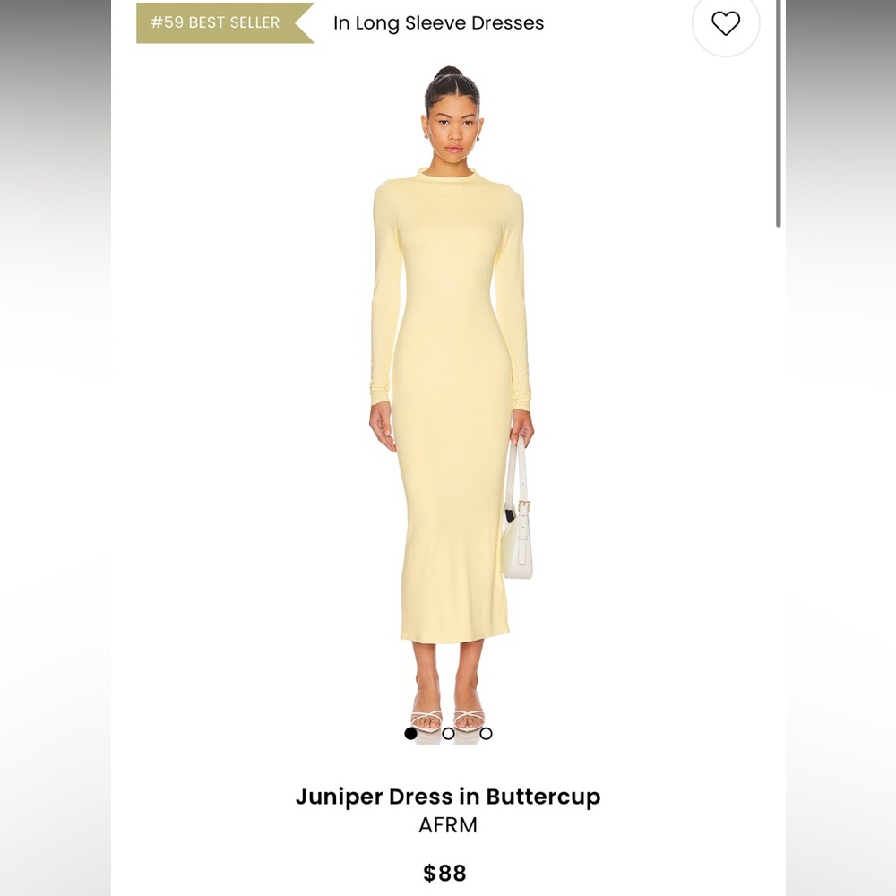 AFRM Juniper Long Sleeve Dress in Buttercup